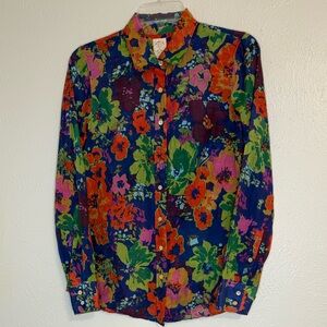 J. Crew 2 Vibrant Floral Cotton/Silk Lightweight Button Down Shirt